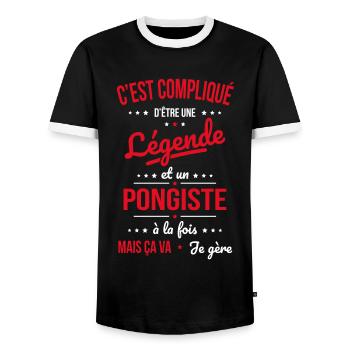Compliqué d'être une légende et un pongiste - T-shirt contrasté Homme - noir/blanc - Devant - AI Model Female 172 light (172cm) & AI Model Male 178 light (178cm)