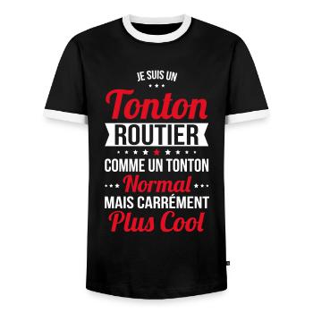Tonton routier comme un tonton normal plus cool - T-shirt contrasté Homme - noir/blanc - Devant - AI Model Female 172 light (172cm) & AI Model Male 178 light (178cm)