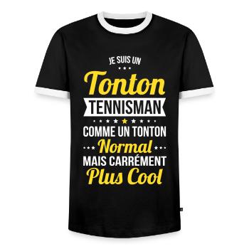 Tonton tennisman comme un tonton normal plus cool - T-shirt contrasté Homme - noir/blanc - Devant - AI Model Female 172 light (172cm) & AI Model Male 178 light (178cm)
