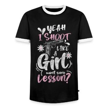 Gun Lover Pistol Sport War - T-shirt contrasté Homme - noir/blanc - Devant - AI Model Female 172 light (172cm) & AI Model Male 178 light (178cm)