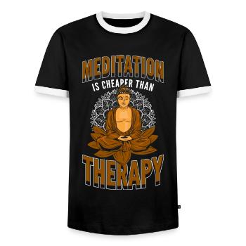 Yoga, Peace, Meditation, Mindfulness - Men's Ringer Shirt - black/white - Front - AI Model Female 172 light (172cm) & AI Model Male 178 light (178cm)
