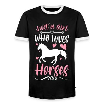 Pferd Reitsport Freundschaft - Männer Kontrast-T-Shirt - Schwarz/Weiß - Vorne - AI Model Female 172 light (172cm) & AI Model Male 178 light (178cm)
