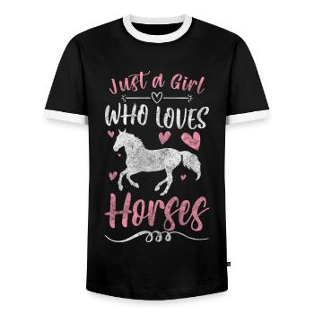 Chevaux Sports Western Équitation de compétition Équitation - T-shirt contrasté Homme - noir/blanc - Devant - AI Model Female 172 light (172cm) & AI Model Male 178 light (178cm)