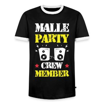 Malle Party Crew - Men's Ringer Shirt - black/white - Front - AI Model Female 172 light (172cm) & AI Model Male 178 light (178cm)