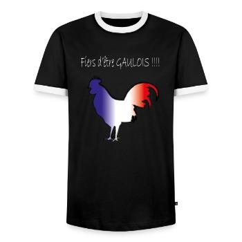 coq gaulois blanc - Männer Kontrast-T-Shirt - Schwarz/Weiß - Vorne - AI Model Female 172 light (172cm) & AI Model Male 178 light (178cm)