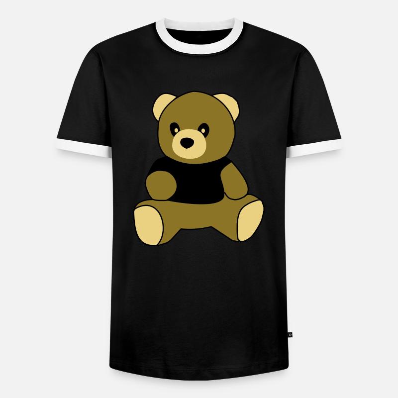 sitting teddy - Men's Ringer Shirt - black/white