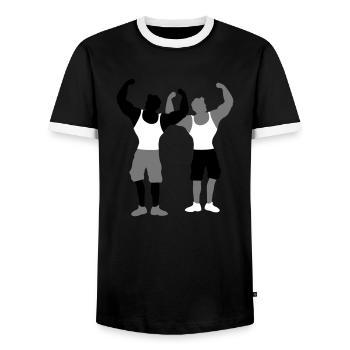 équipe couple duo 2 amis muscle posen texte clipart - T-shirt contrasté Homme - noir/blanc - Devant - AI Model Female 172 light (172cm) & AI Model Male 178 light (178cm)