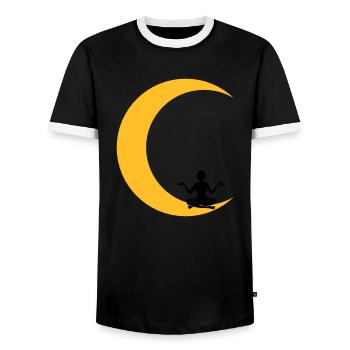 meditate moon yoga pray fitness woman love herself - Men's Ringer Shirt - black/white - Front - AI Model Female 172 light (172cm) & AI Model Male 178 light (178cm)
