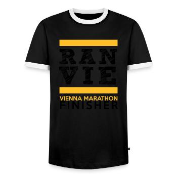 Wien Marathon Finisher - Männer Kontrast-T-Shirt - Schwarz/Weiß - Vorne - AI Model Female 172 light (172cm) & AI Model Male 178 light (178cm)