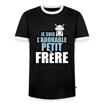 je suis l'adorable petit frère - T-shirt contrasté Homme - noir/blanc - Devant - AI Model Female 172 light (172cm) & AI Model Male 178 light (178cm)