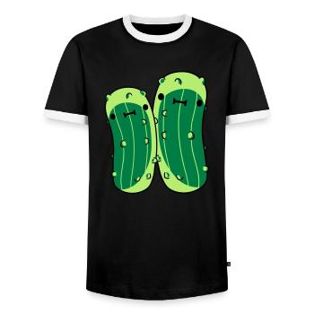 2 kleine gurken mit suessem - Männer Kontrast-T-Shirt - Schwarz/Weiß - Vorne - AI Model Female 172 light (172cm) & AI Model Male 178 light (178cm)