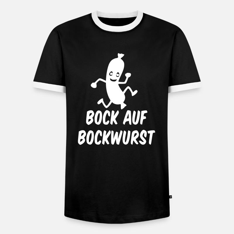 Bock auf Bockwurst - Männer Kontrast-T-Shirt - Schwarz/Weiß