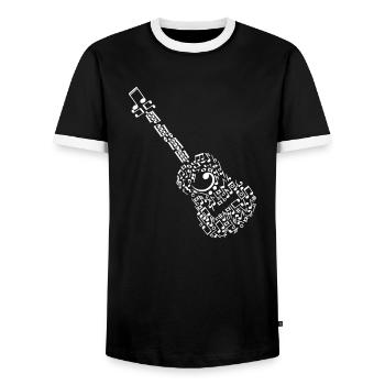 Guitar harpsichord consisting of musical notes gift - Men's Ringer Shirt - black/white - Front - AI Model Female 172 light (172cm) & AI Model Male 178 light (178cm)