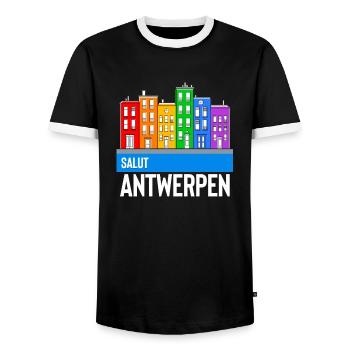 antwerpen - Männer Kontrast-T-Shirt - Schwarz/Weiß - Vorne - AI Model Female 172 light (172cm) & AI Model Male 178 light (178cm)