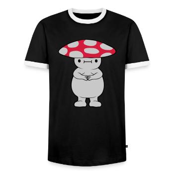 Thick sweet mushroom - Men's Ringer Shirt - black/white - Front - AI Model Female 172 light (172cm) & AI Model Male 178 light (178cm)