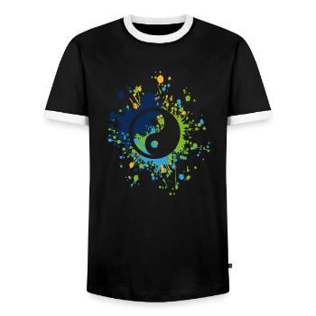 Yin Yang Symbol Color Splash - Men's Ringer Shirt - black/white - Front - AI Model Female 172 light (172cm) & AI Model Male 178 light (178cm)