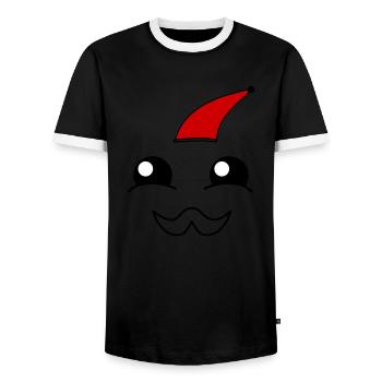 Cute face with a beard and christmas hat - Men's Ringer Shirt - black/white - Front - AI Model Female 172 light (172cm) & AI Model Male 178 light (178cm)