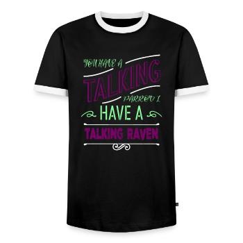 funny quote quote lover funny sayings happy - Men's Ringer Shirt - black/white - Front - AI Model Female 172 light (172cm) & AI Model Male 178 light (178cm)