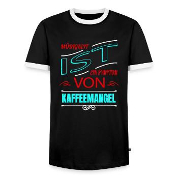 bday montag koffein zitat kaffeekanne müdigkeit - Männer Kontrast-T-Shirt - Schwarz/Weiß - Vorne - AI Model Female 172 light (172cm) & AI Model Male 178 light (178cm)