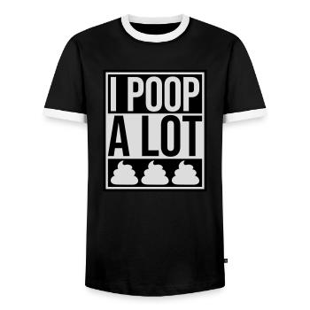 I poop a lot - Men's Ringer Shirt - black/white - Front - AI Model Female 172 light (172cm) & AI Model Male 178 light (178cm)