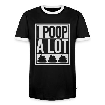 I poop a lot - Men's Ringer Shirt - black/white - Front - AI Model Female 172 light (172cm) & AI Model Male 178 light (178cm)