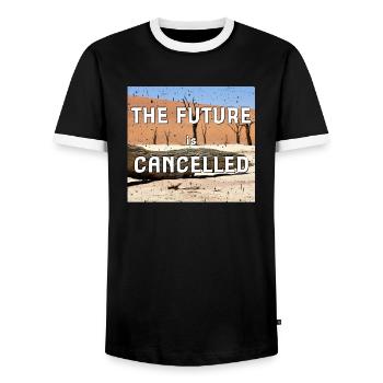 the future is cancelled Thoughtful Pessimist - Men's Ringer Shirt - black/white - Front - AI Model Female 172 light (172cm) & AI Model Male 178 light (178cm)