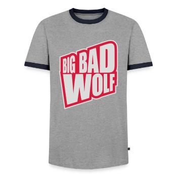 big bad wolf quote - Men's Ringer Shirt - grey/navy  - Front - AI Model Female 172 light (172cm) & AI Model Male 178 light (178cm)