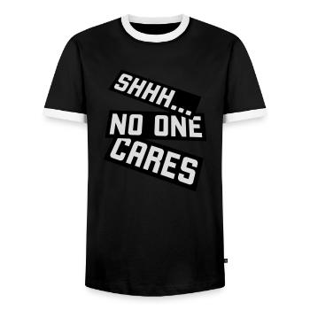 chut personne ne s’en soucie - T-shirt contrasté Homme - noir/blanc - Devant - AI Model Female 172 light (172cm) & AI Model Male 178 light (178cm)