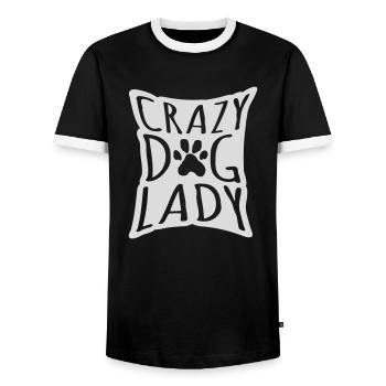 crazy dog lady quote - Men's Ringer Shirt - black/white - Front - AI Model Female 172 light (172cm) & AI Model Male 178 light (178cm)
