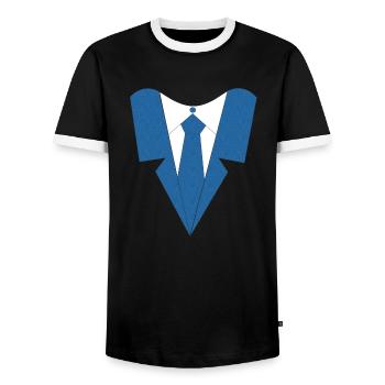 HEMD MIT KRAWATTE - Männer Kontrast-T-Shirt - Schwarz/Weiß - Vorne - AI Model Female 172 light (172cm) & AI Model Male 178 light (178cm)