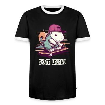 Skate legend - Men's Ringer Shirt - black/white - Front - AI Model Female 172 light (172cm) & AI Model Male 178 light (178cm)