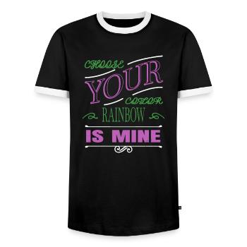 LGBTQ feminism humor awesome LGBTQI and happy fun - Men's Ringer Shirt - black/white - Front - AI Model Female 172 light (172cm) & AI Model Male 178 light (178cm)
