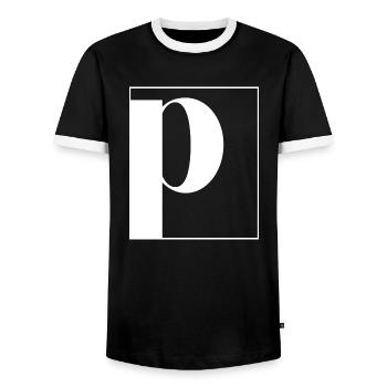 Lettre alphabet p - T-shirt contrasté Homme - noir/blanc - Devant - AI Model Female 172 light (172cm) & AI Model Male 178 light (178cm)