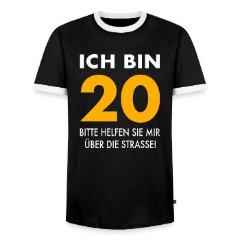 20. Geburtstag Geschenk 20 Jahre Sprüche - Männer Kontrast-T-Shirt - Schwarz/Weiß - Vorne - AI Model Female 172 light (172cm) & AI Model Male 178 light (178cm)
