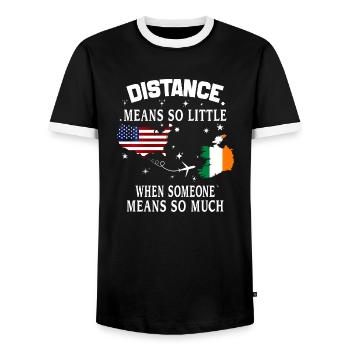 Distance Means So Little When Someone Means Much - Men's Ringer Shirt - black/white - Front - AI Model Female 172 light (172cm) & AI Model Male 178 light (178cm)