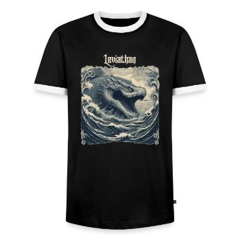 Leviathan - Men's Ringer Shirt - black/white - Front - AI Model Female 172 light (172cm) & AI Model Male 178 light (178cm)