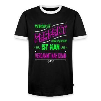 Cadeau d’anniversaire Chef Chef - T-shirt contrasté Homme - noir/blanc - Devant - AI Model Female 172 light (172cm) & AI Model Male 178 light (178cm)