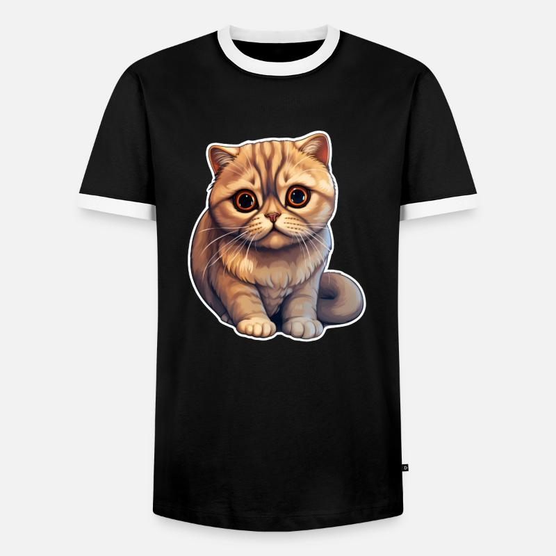 Scottish Fold Katze - Männer Kontrast-T-Shirt - Schwarz/Weiß