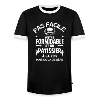 FORMIDABLE PASTRY CHEF - Men's Ringer Shirt - black/white - Front - AI Model Female 172 light (172cm) & AI Model Male 178 light (178cm)