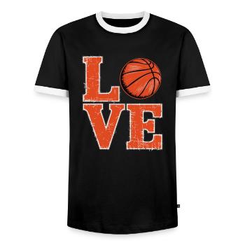 Liebe Basketball - Männer Kontrast-T-Shirt - Schwarz/Weiß - Vorne - AI Model Female 172 light (172cm) & AI Model Male 178 light (178cm)