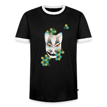 Kitsune Fuchs Geist - Männer Kontrast-T-Shirt - Schwarz/Weiß - Vorne - AI Model Female 172 light (172cm) & AI Model Male 178 light (178cm)