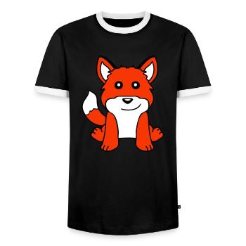 Renard Renard roux Animal sauvage Intelligent Habitants de la forêt - T-shirt contrasté Homme - noir/blanc - Devant - AI Model Female 172 light (172cm) & AI Model Male 178 light (178cm)