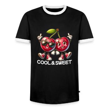 Frais et sucré - T-shirt contrasté Homme - noir/blanc - Devant - AI Model Female 172 light (172cm) & AI Model Male 178 light (178cm)