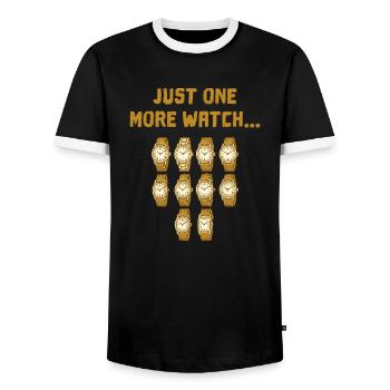 Just one more watch... Watch addiction among collectors - Men's Ringer Shirt - black/white - Front - AI Model Female 172 light (172cm) & AI Model Male 178 light (178cm)