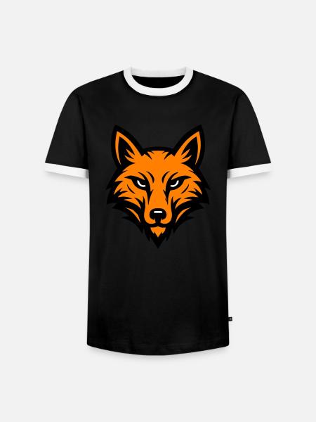 Tête de renard - T-shirt contrasté Homme - noir/blanc