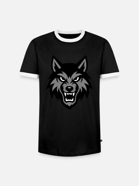 Wolf Head Animal - Men's Ringer Shirt - black/white