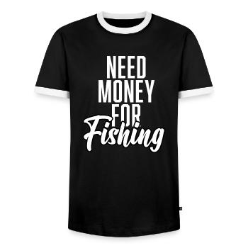 Need Money For Fishing - Men's Ringer Shirt - black/white - Front - AI Model Female 172 light (172cm) & AI Model Male 178 light (178cm)