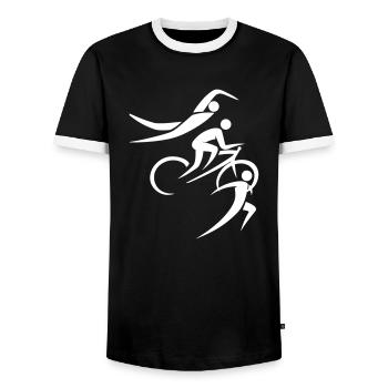 Schwimmen Radfahren Laufen Symbols Sport - Männer Kontrast-T-Shirt - Schwarz/Weiß - Vorne - AI Model Female 172 light (172cm) & AI Model Male 178 light (178cm)