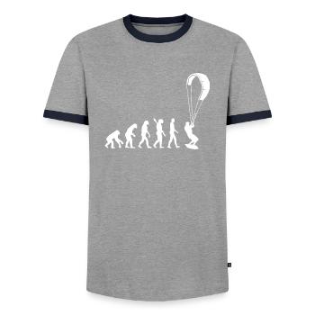 Kitesurfen - Evolution des Menschen, Darwin - Männer Kontrast-T-Shirt - Grau/Navy  - Vorne - AI Model Female 172 light (172cm) & AI Model Male 178 light (178cm)