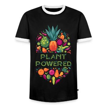 Vegan Pride - Men's Ringer Shirt - black/white - Front - AI Model Female 172 light (172cm) & AI Model Male 178 light (178cm)
